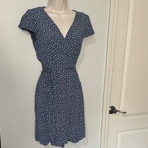 Brandy Melville Blue Floral Wrap Dress cap sleeve